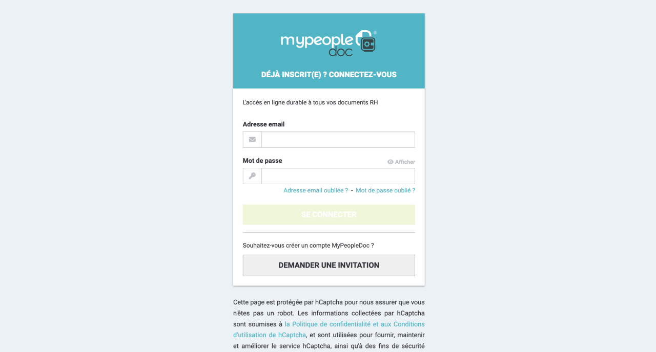 Connexion mypeopledoc
