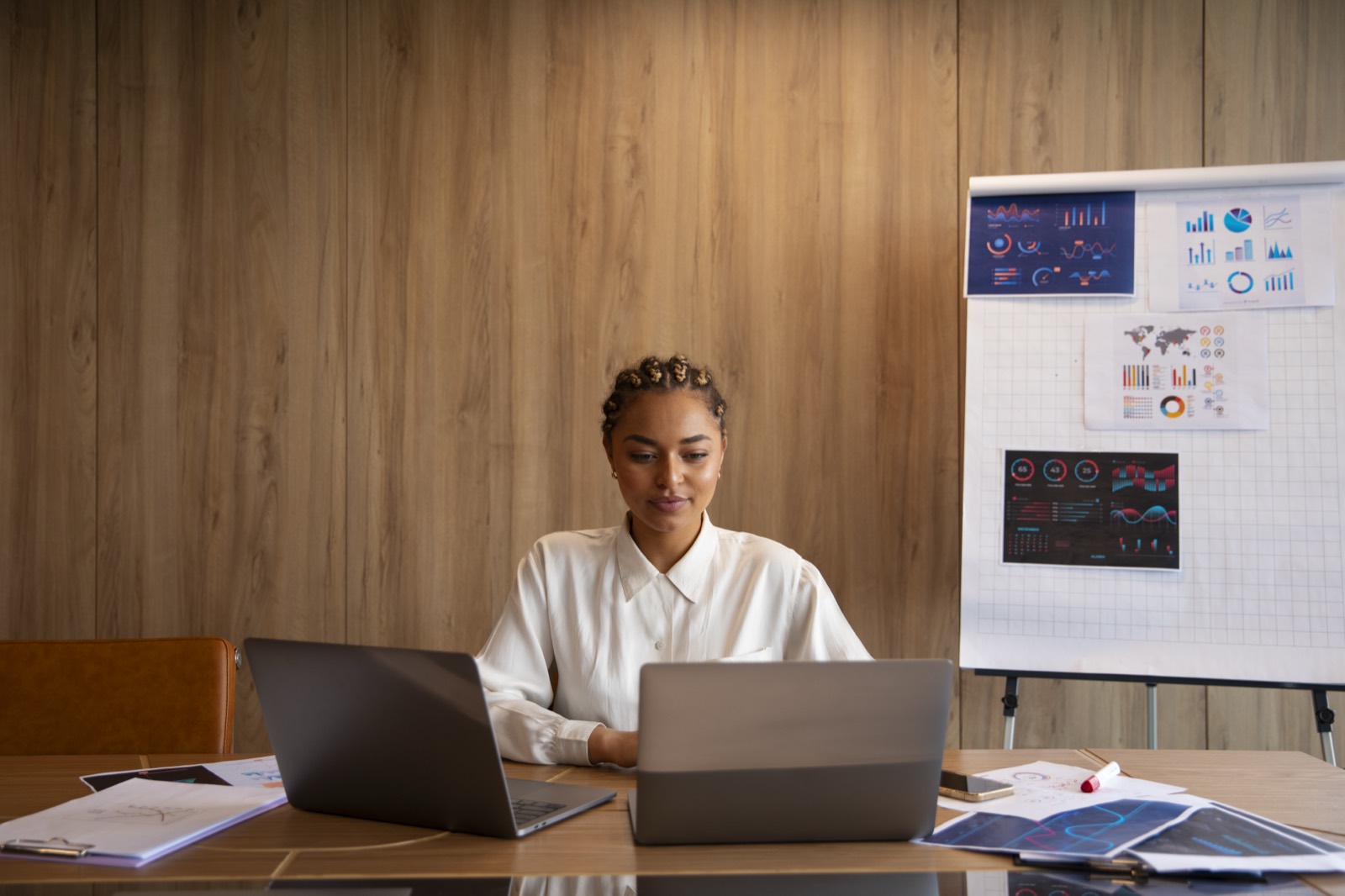 Professionnel de la finance analysant des graphiques de donnees
